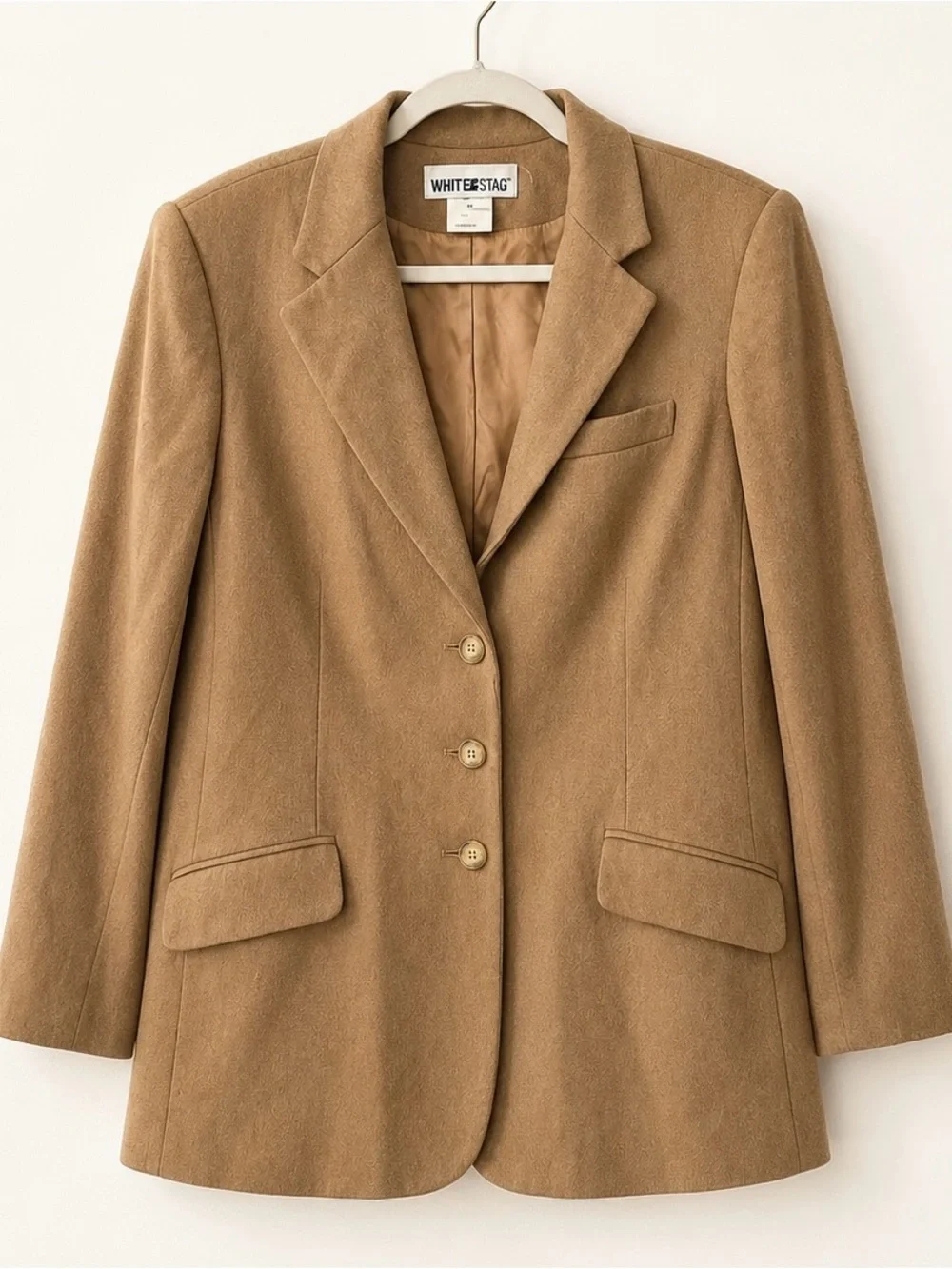 White Stag Wool Blazer Bundle Sz 14 Camel Dark Olive Plaid Jackets Lot 3 Office - Picture 6 of 14